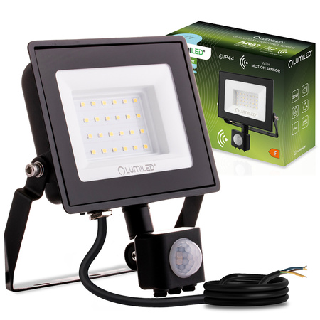 LED Reflektor snímač pohybu 30W, 6500lm 6500K IP44 Černá ZUNA2 LUMILED