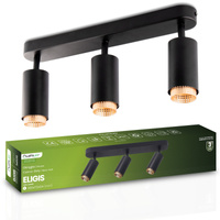 Stropní Lampa Reflektor LED 3x GU10 Trubice Spot ELIGIS Černá LUMILED