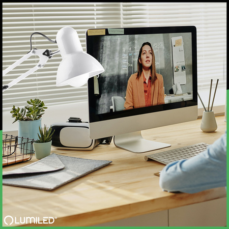 Stolní lampa E27, Bílá + držák na stůl TOBI LUMILED