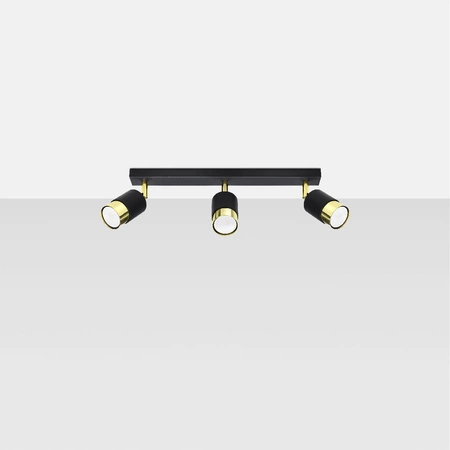 NERO stropní svítidlo 3xGU10 Reflektor Halogenové svítidlo Pohyblivé 45cm Černá Zlatá SOLLUX