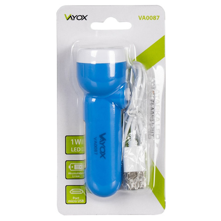 Dobíjecí ruční svítilna LED 100lm 2v1 s bočním světlem COB 300lm VAYOX