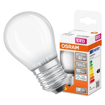 LED žárovka E27 P45 4W = 40W 470lm 6500K Studená bílá 300° vlákno OSRAM STAR