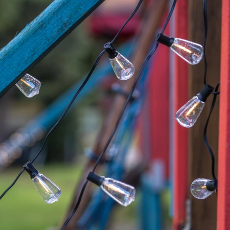 Solární zahradní girlanda 40x LED dekorativní žárovky 14,5 m 2700K Warm + PYRIS LUMILED dálkové ovládání