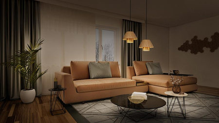 Dekorativní stropní závěsné svítidlo E27 s převisem Hnědý bambusový dekor Ledvance