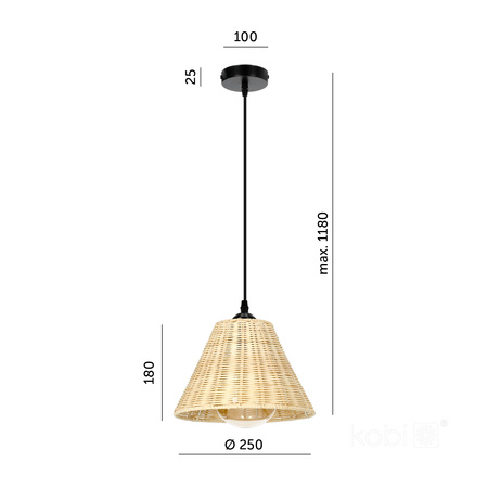 Bambusová závěsná dekorativní lampa Ronda Kobi E27 Beige