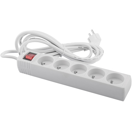Zástrčka napájecího prodlužovacího kabelu - 5x zásuvka s uzemněním a vypínačem Napájecí proužek 3m 3x1.5mm 16A bílá
