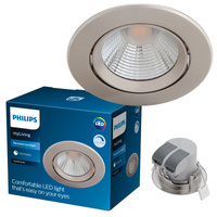 LED SPARKLE 5,5W 2700K Stmívatelné kulaté saténové svítidlo pro zápustnou montáž PHILIPS
