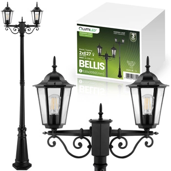Venkovní zahradní lampa E27, LED sloupek lucerna 200cm BELLIS LUMILED