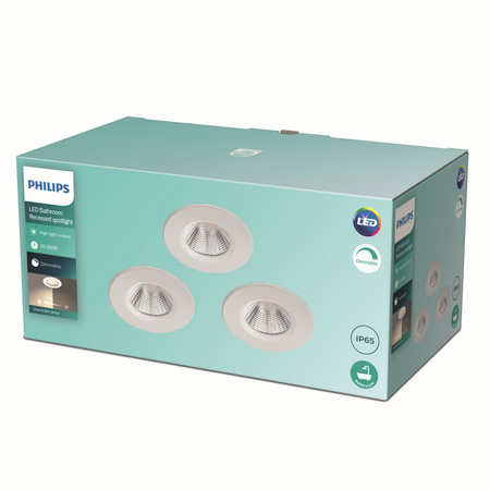 3x LED halogenové svítidlo DIVE 5,5W 2700K 350lm IP65 kulaté bílé stmívatelné PHILIPS