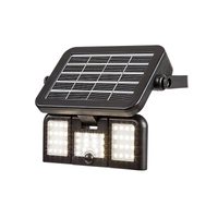 Reflektor LED solární zahradní lampa LUHULL 9.6W 4000K IP44 pohyblivá se senzorem pohybu černá RABALUX