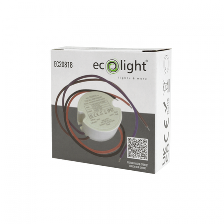 Vstupní napájecí zdroj FI60 pro LED pásky 20W 24V 0,83A Hermetický IP67 Ecolight