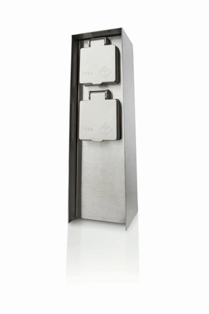 Elektrický zahradní sloup ROCK myGarden 2x zásuvka 230V IP44 s uzemněním stříbrná PHILIPS