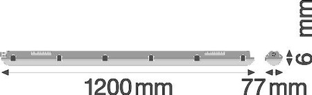 LED nehořlavé hermetické svítidlo 40W 4800lm 4000K neutrální IP65 IK08 šedé odolné proti vlhkosti Ledvance