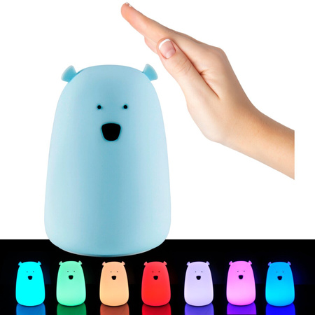 LED RGB dekorativní noční světlo s dobíjecí baterií medvěd modrý GOLDLUX (Polux)