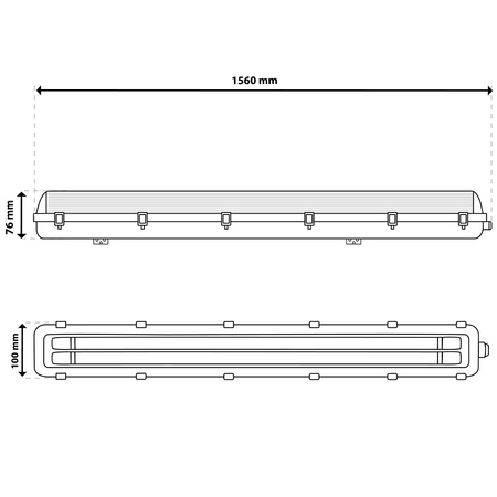 Hermetické Prachotěsné svítidlo 2x T8, G13 IP65 120cm OHLD-258 LUMILED