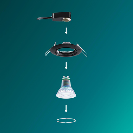 LED GU10 zapuštěná pod omítku hliníková kruhová černá Peridot Philips