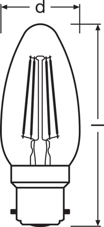 LED žárovka B35 B22d 4W = 40W 470lm 2700K teplá bílá FILAMENT LEDVANCE