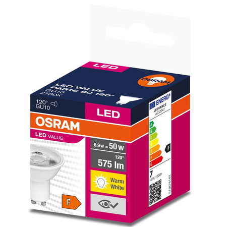 LED žárovka GU10 6.9W = 50W 575lm 2700K Teplá bílá 120° OSRAM Hodnota