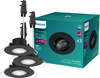 3x LED vestavné svítidlo 5W 500lm 2700K teplá bílá Moving Round Black stmívatelná 3STEP SceneSwitch Cilantro Philips