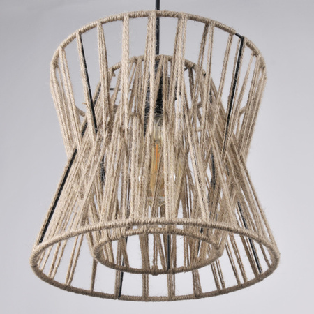 VARBERG IL MIO stropní závěsné svítidlo polokoule v boho stylu. ocel + šňůra 1x E27 GOLDLUX (Polux)