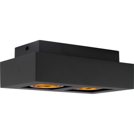 Svítidlo HALOGEN pro povrchovou montáž Pohyblivé 2x GU10 Obdélníkové černé 85mm NEMO