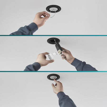 3x LED GU10 zapuštěná pod omítku hliníková kulatá černá Peridot Philips