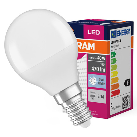 E14 P45 LED žárovka 5W = 40W 470lm 4000K Neutrální bila 180° OSRAM Hodnota