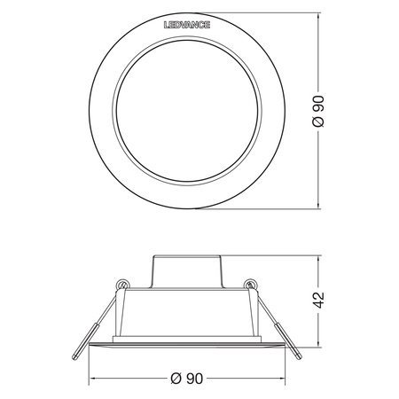 LED vestavné svítidlo 4W 400lm IP44 3000K Teplá bílá stropní svítidlo 9cm kulaté LEDVANCE