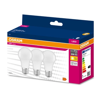 3PAK LED žárovka A60 E27 8,5W = 60W 806lm 2700K Warm OSRAM Value