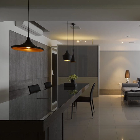 Lustrová závěsná stropní lampa IL MIO MODERN P-306B E27 černá a zlatá - GOLDLUX (Polux)