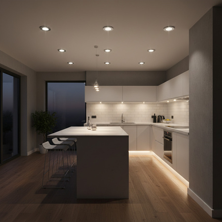 SUN OLAL vestavné stropní svítidlo. stříbrný kartáčovaný hliník GOLDLUX (Polux) + LED GU10 3.5w