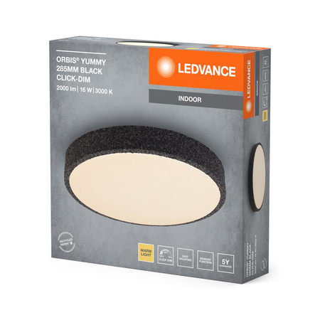 Plafond LED stropní svítidlo 16W 1000lm 3000K teplé stmívatelné černé 28cm Orbis Ledvance