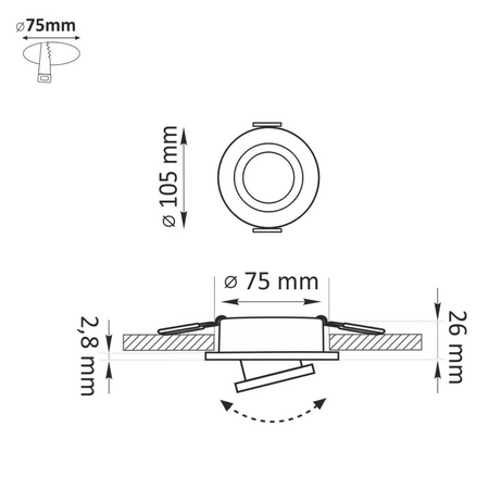 Fobos 7807 GOLDLUX (Polux) vestavné stropní svítidlo + zásuvka MR16