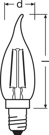 Dekorativní LED žárovka B36 Candle E14 1,5W = 12W 120lm 2400K Warm 300° Vintage 1906 Osram