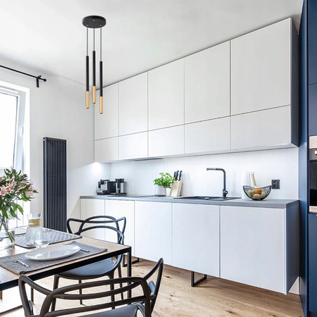 Závěsné stropní svítidlo PIERO 3xG9 nastavitelné černo-zlaté kulaté MASTERLED