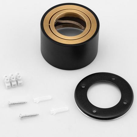 Povrchová montáž HALOGEN Bodové pohyblivé svítidlo AMAT-S INSERT Kulaté černo-zlaté 52mm LUMILED