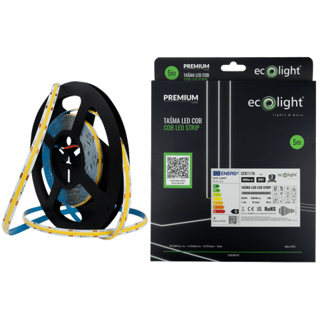 LED pásek COB 7W/m 805lm/m 320LED/m 24V 4000K neutrální bílá IP67 role 5m Ecolight