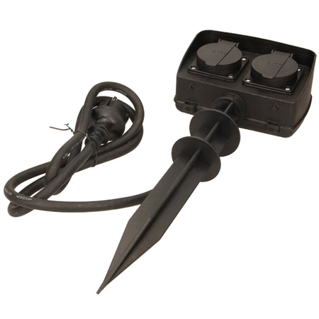 Zahradní zásuvka 2x2P+Z Dvojitá s klapkou s uzemňovací klapkou s uzemňovací zástrčkou IP44 Kabel 1,5m ORNO