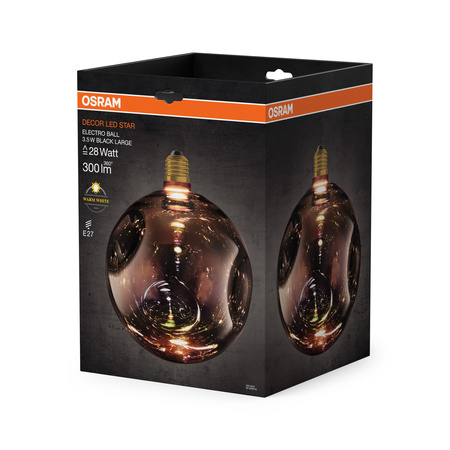 LED žárovka E27 Sphere 3,5W 300lm 2700K teplá bílá Decorative Black ELECTRO GLASS LARGE Osram