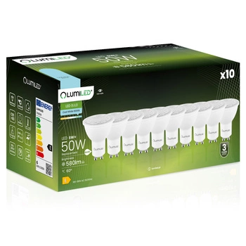 10x Žárovka LED GU10, 6W = 50W 580lm 6500K Studená bílá Nastavitelná 24° 36° 60° LUMILED