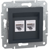 Dvojitá počítačová zásuvka 2x RJ45 Cat. 6 UTP bez rámu Asfora IP20 Anthracite