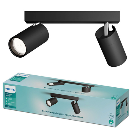 Reflektorové stropní svítidlo 2x GU10 IP44 černé Kosipo Philips