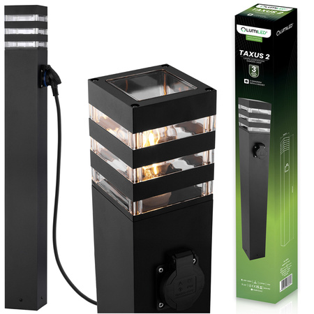 Venkovní zahradní lampa E27, LED se zásuvkou sloupek 80cm TAXUS 2 LUMILED