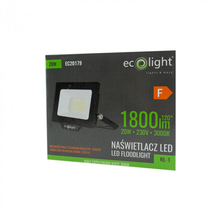 LED reflektor 20W 1800lm 3000K teplý IP65 NL-1 Ecolight