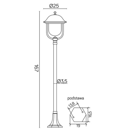 Venkovní stojací zahradní lampa POST Prince K 5002/1/O E27 167cm Su-Ma