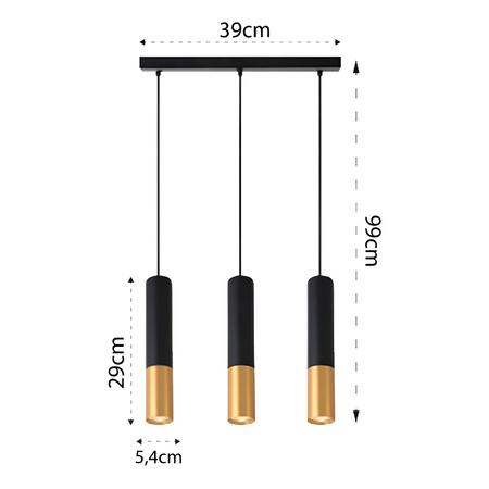 Stropní závěsné svítidlo KEON 3xGU10 nastavitelné černo-zlaté MASTERLED