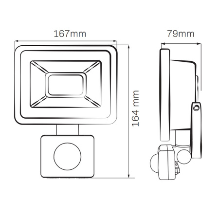 Reflektor LED 30W 2100lm 3000K Černá s pohybovým a soumrakovým senzorem GOLDLUX (Polux)