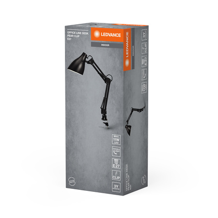 Stolní lampa Stolní svítidlo Stojanový klip Nastavitelný E27 Černý USB-C Kancelářská linka Ledvance