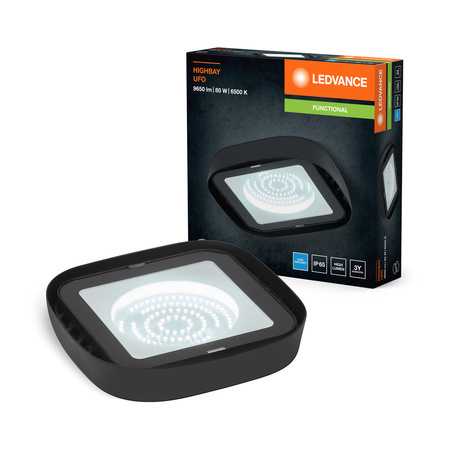 Průmyslové venkovní LED svítidlo 80W 9300lm 6500K IP65 Black Highbay Ufo Ledvance