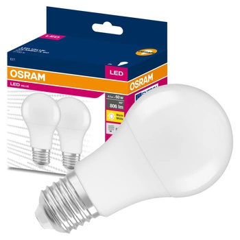 2x LED žárovka E27 A60 8.5W = 60W 806lm 2700K Teplá bílá 200° OSRAM HODNOTA